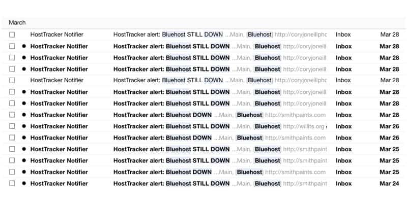 bluehost downtime