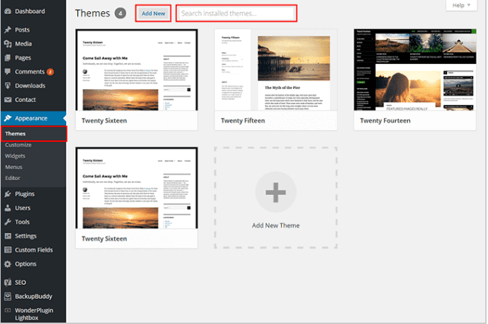 WordPress Dashboard Appearance Section
